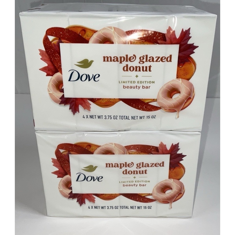 NIP Sealed Dove Maple Glazed Donut Limited Edition Beauty Bar Soap 2 Packs of 4